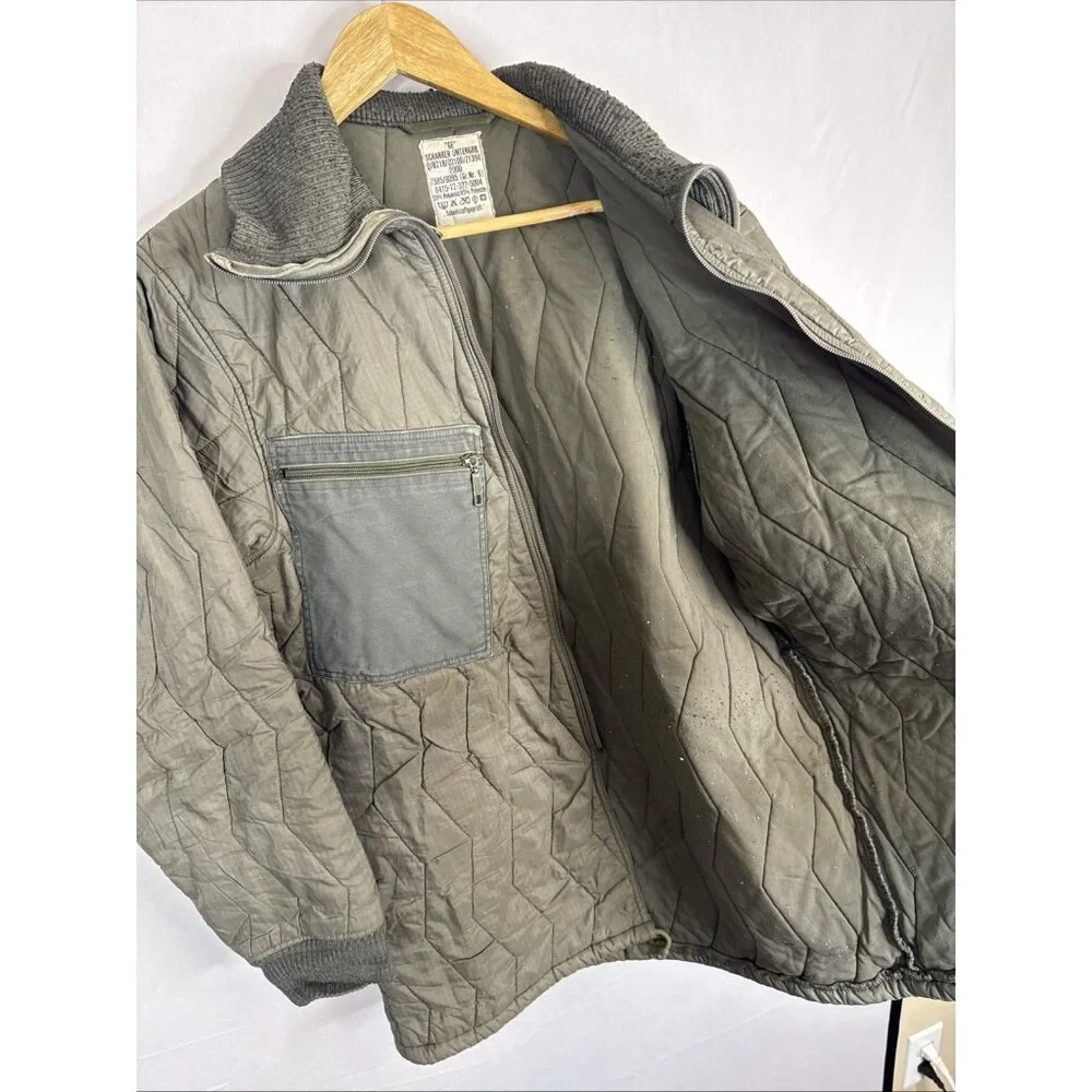 German Army Quilted Liner‎ Jacket Olive Rib Collar Military Men (M/L) Size 6